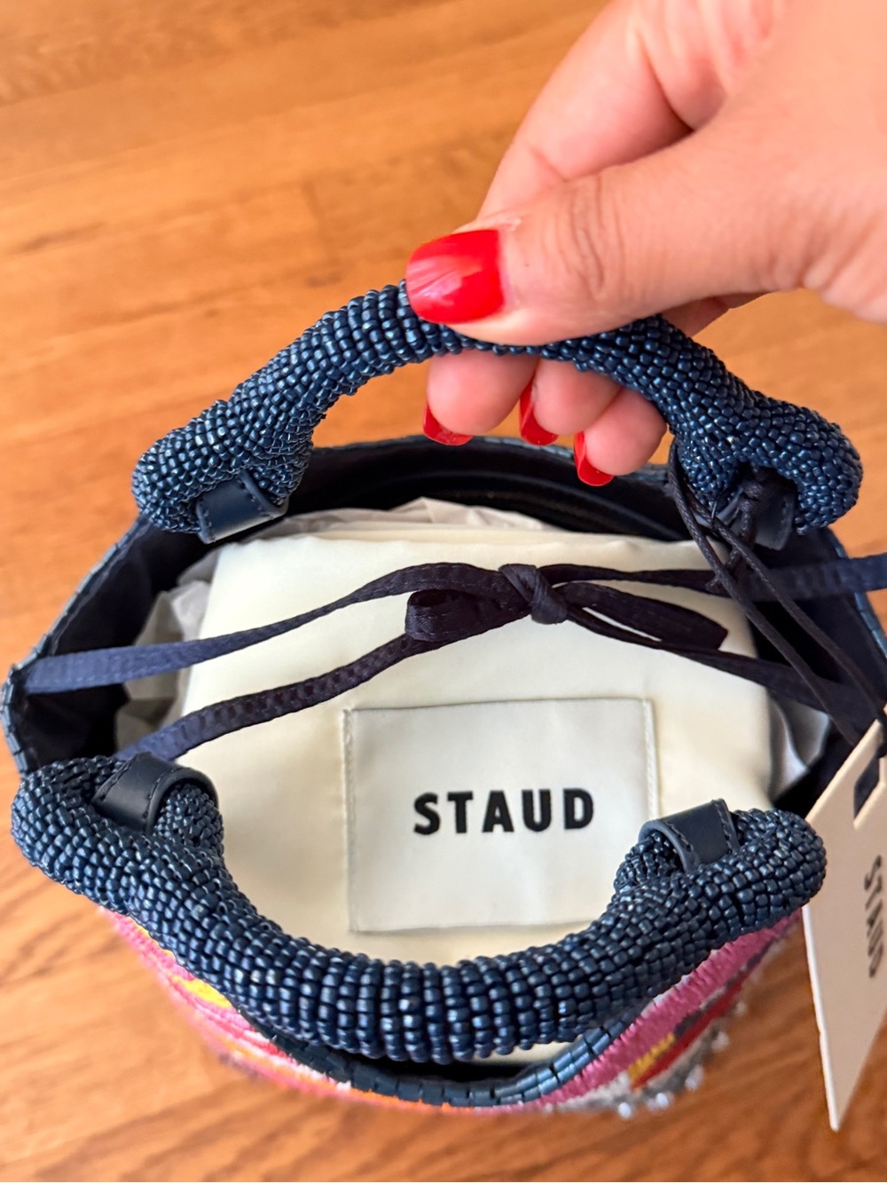 STAUD Beaded Cote Patchwork Foulard Bag - Picture 6 of 8
